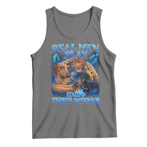 Funny Dachshund Dog Dad Tank Top Real Men Play With Their Wiener Funny Offensive TS10 Black Heather Print Your Wear