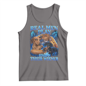 Funny Dachshund Dog Dad Tank Top Real Men Play With Their Wiener Funny Offensive TS10 Deep Heather Print Your Wear