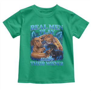 Funny Dachshund Dog Dad Toddler T Shirt Real Men Play With Their Wiener Funny Offensive TS10 Irish Green Print Your Wear