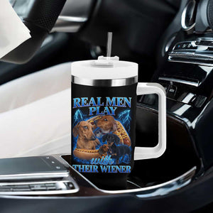 Funny Dachshund Dog Dad Tumbler With Handle Real Men Play With Their Wiener Funny Offensive TS10 Print Your Wear