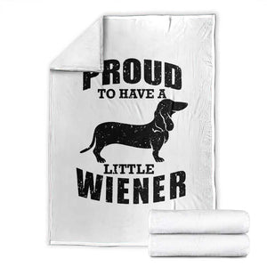 Proud to Have A Little Wiener Throw Blanket Funny Offensive Dachshund Retro 90s TS10 White Print Your Wear