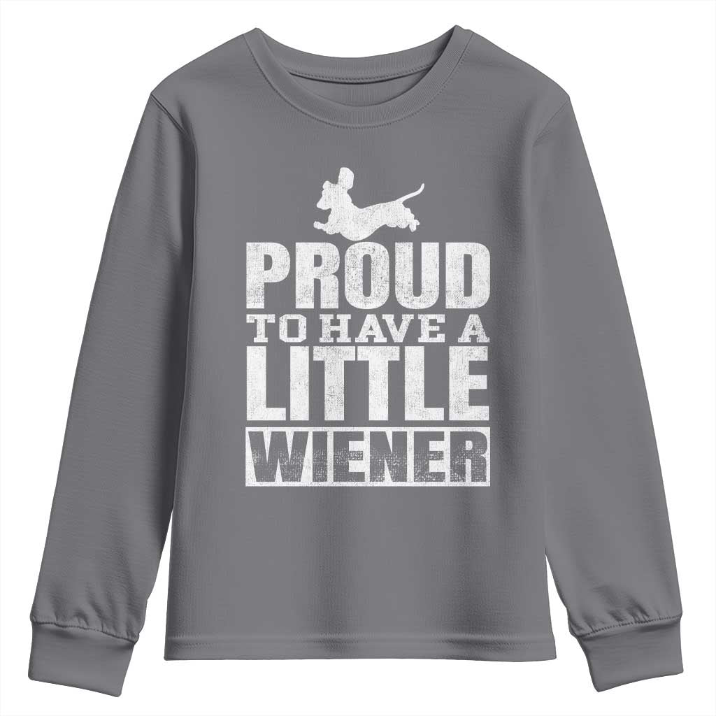 Funny Wiener Dog Lover Youth Sweatshirt Dog Weenie Proud to Have A Little Wiener Dachshund TS10 Charcoal Print Your Wear