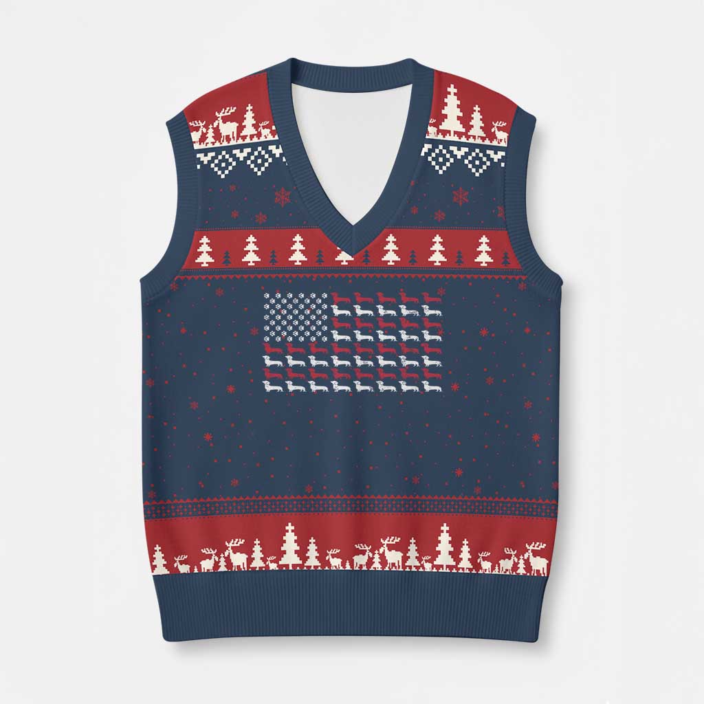 American Flag Vintage Patriotic Dachshund Dad V-Neck Knit Sweater Vest Weiner Dog Fathers Day Gifts For Dog Lovers Dad TS10 Navy Red Print Your Wear