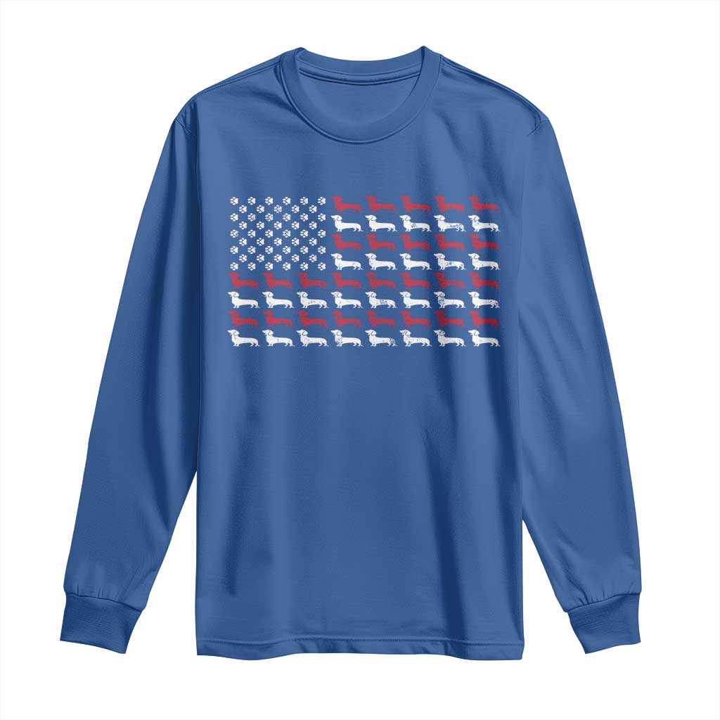 American Flag Vintage Patriotic Dachshund Dad Long Sleeve Shirt Weiner Dog Fathers Day Gifts For Dog Lovers Dad TS10 Royal Blue Print Your Wear