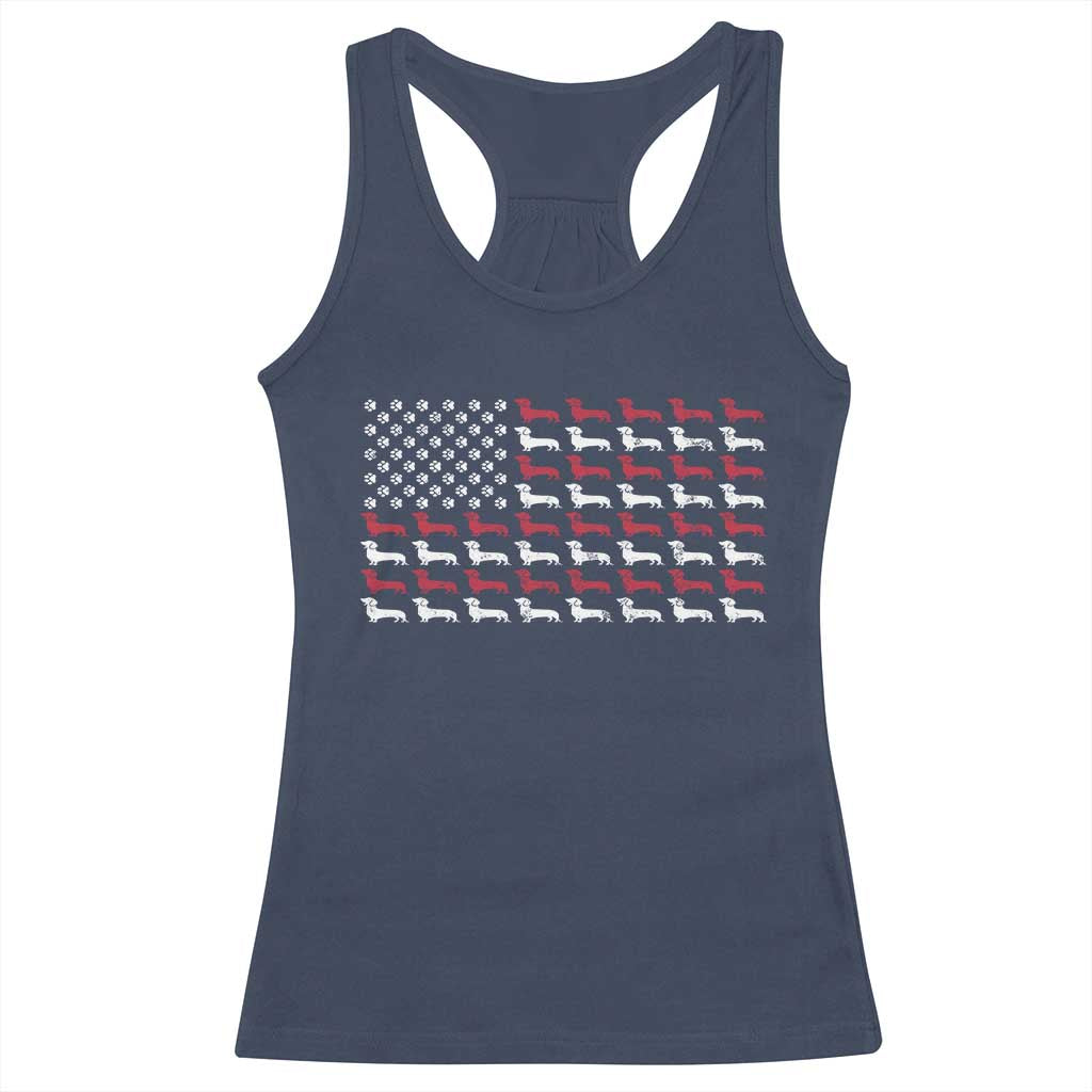American Flag Vintage Patriotic Dachshund Dad Racerback Tank Top Weiner Dog Fathers Day Gifts For Dog Lovers Dad TS10 Navy Print Your Wear