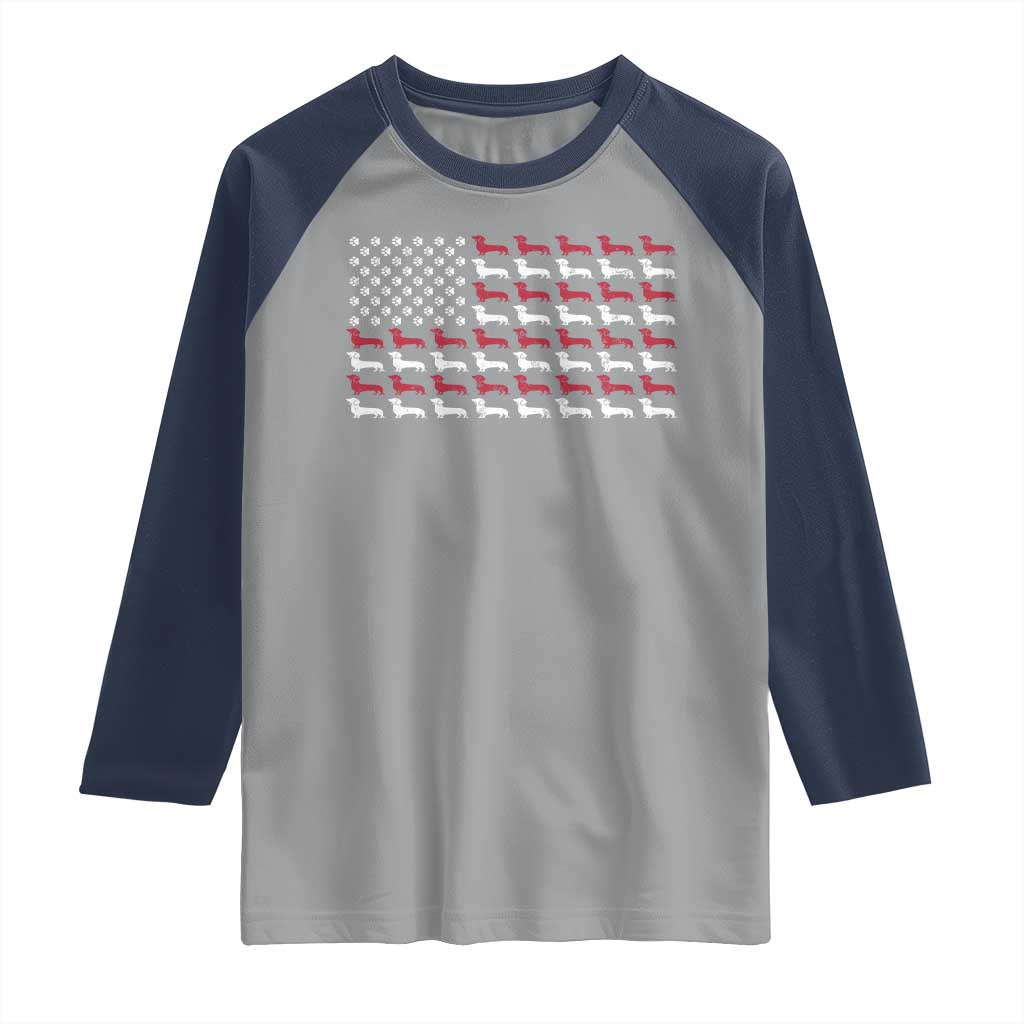 American Flag Vintage Patriotic Dachshund Dad Raglan Shirt Weiner Dog Fathers Day Gifts For Dog Lovers Dad TS10 Sport Gray Navy Print Your Wear