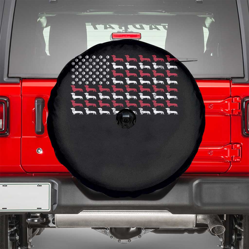 American Flag Vintage Patriotic Dachshund Dad Spare Tire Cover Weiner Dog Fathers Day Gifts For Dog Lovers Dad TS10 Black Print Your Wear
