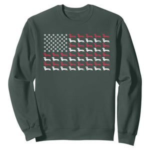 American Flag Vintage Patriotic Dachshund Dad Sweatshirt Weiner Dog Fathers Day Gifts For Dog Lovers Dad TS10 Dark Forest Green Print Your Wear