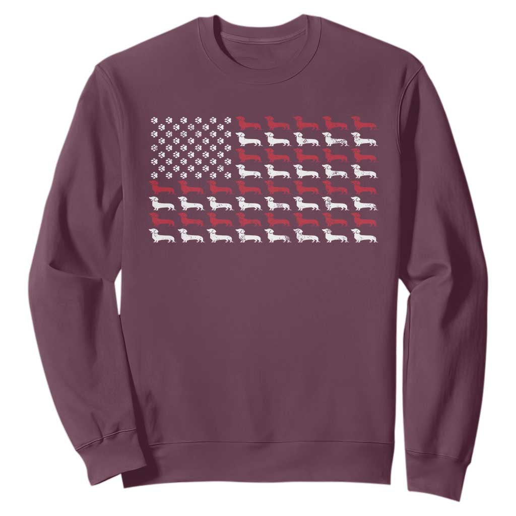 American Flag Vintage Patriotic Dachshund Dad Sweatshirt Weiner Dog Fathers Day Gifts For Dog Lovers Dad TS10 Maroon Print Your Wear