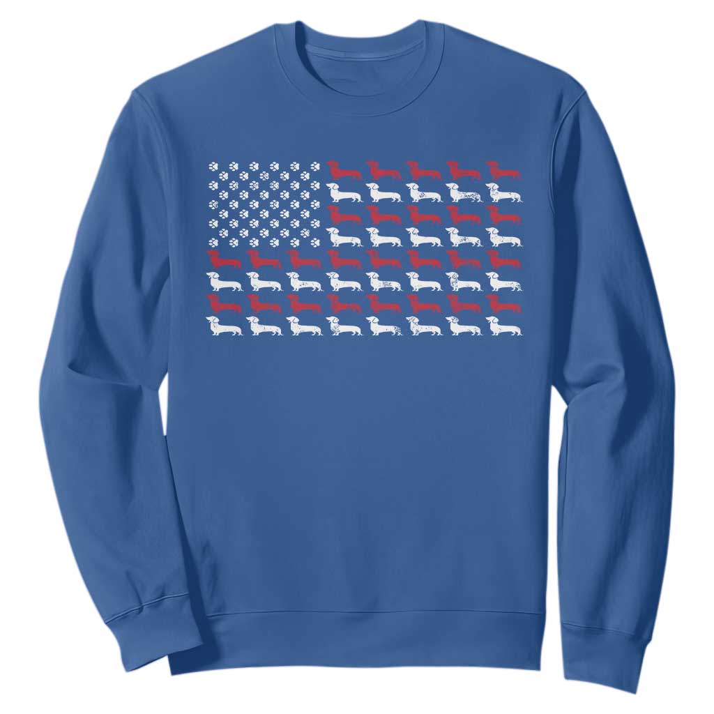 American Flag Vintage Patriotic Dachshund Dad Sweatshirt Weiner Dog Fathers Day Gifts For Dog Lovers Dad TS10 Royal Blue Print Your Wear