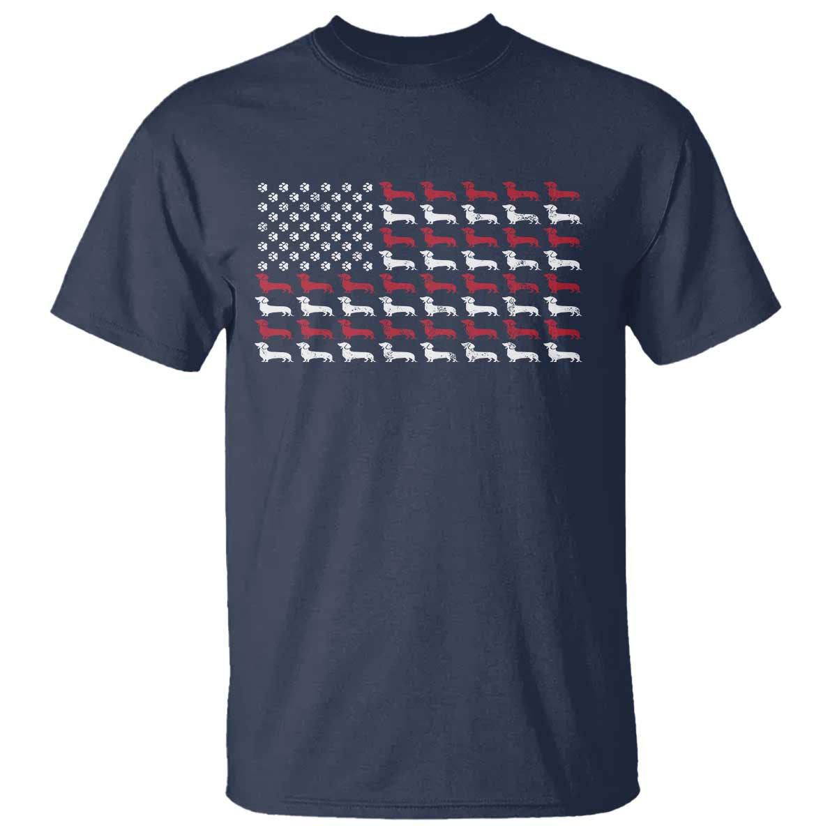 American Flag Vintage Patriotic Dachshund Dad T Shirt Weiner Dog Fathers Day Gifts For Dog Lovers Dad TS10 Navy Print Your Wear