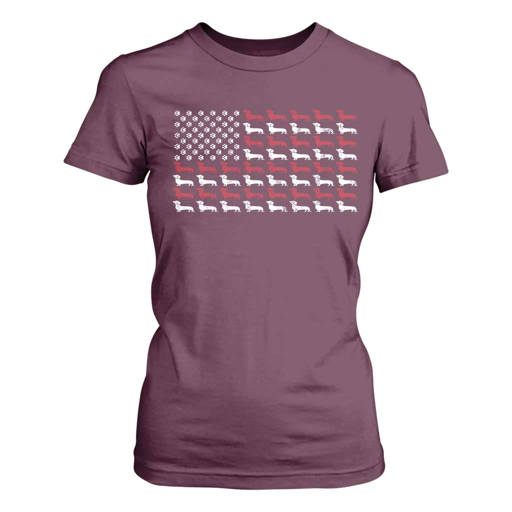 American Flag Vintage Patriotic Dachshund Dad T Shirt For Women Weiner Dog Fathers Day Gifts For Dog Lovers Dad TS10 Maroon Print Your Wear
