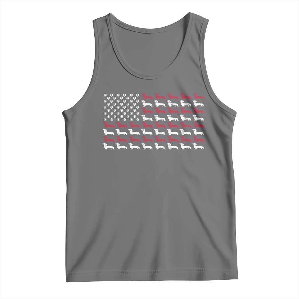 American Flag Vintage Patriotic Dachshund Dad Tank Top Weiner Dog Fathers Day Gifts For Dog Lovers Dad TS10 Black Heather Print Your Wear