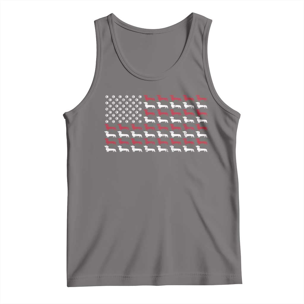 American Flag Vintage Patriotic Dachshund Dad Tank Top Weiner Dog Fathers Day Gifts For Dog Lovers Dad TS10 Deep Heather Print Your Wear