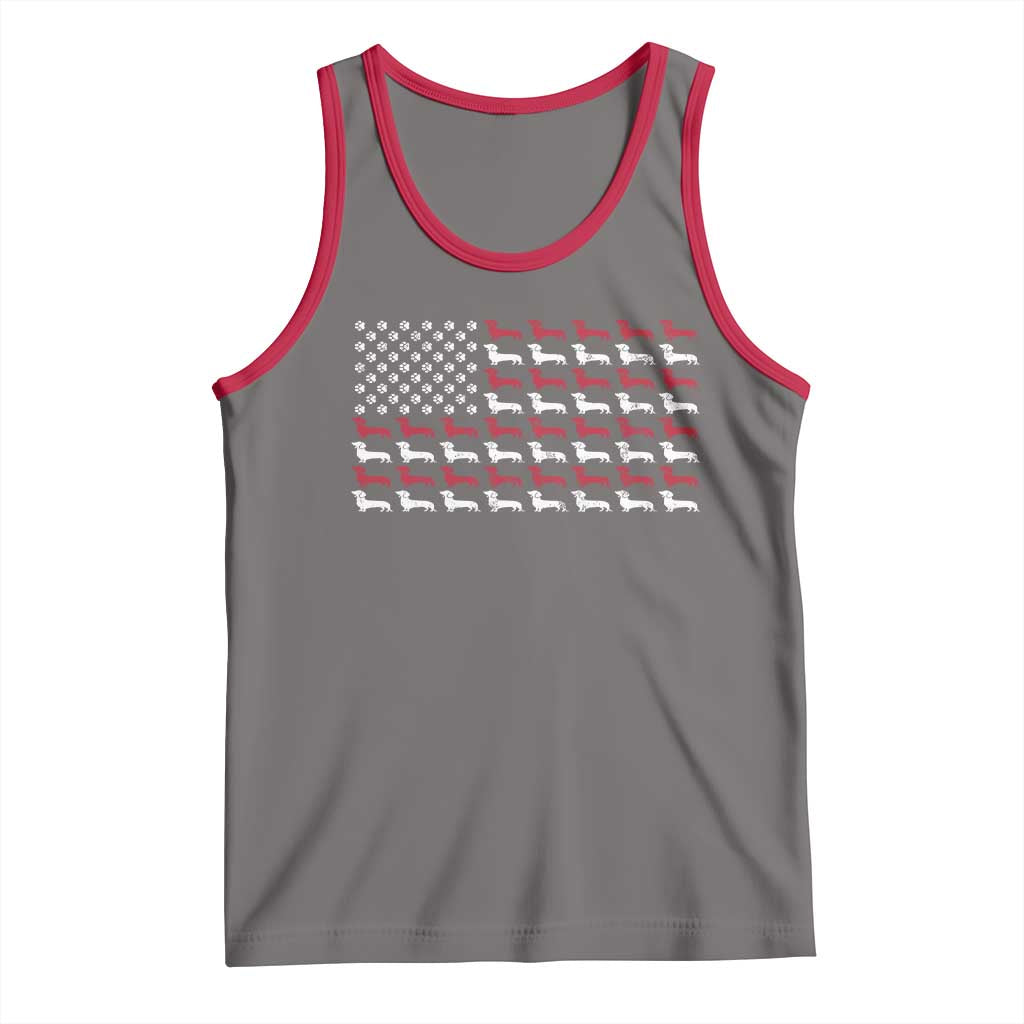 American Flag Vintage Patriotic Dachshund Dad Tank Top Weiner Dog Fathers Day Gifts For Dog Lovers Dad TS10 Deep Heather Red Print Your Wear