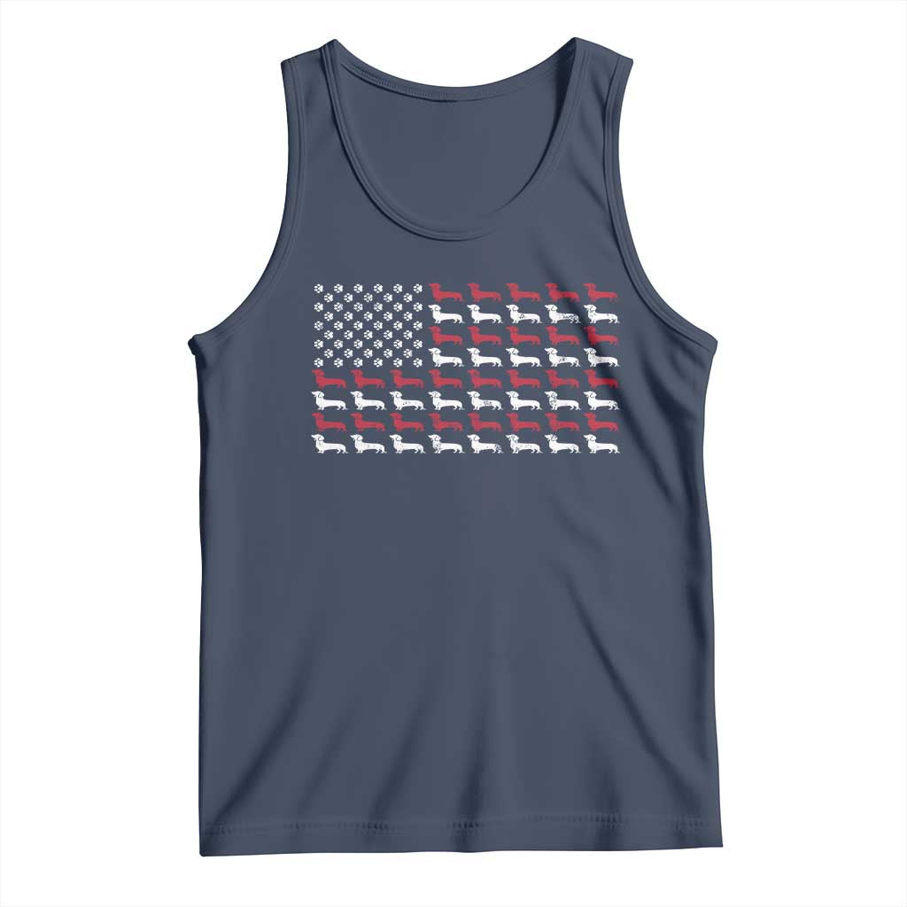American Flag Vintage Patriotic Dachshund Dad Tank Top Weiner Dog Fathers Day Gifts For Dog Lovers Dad TS10 Navy Print Your Wear