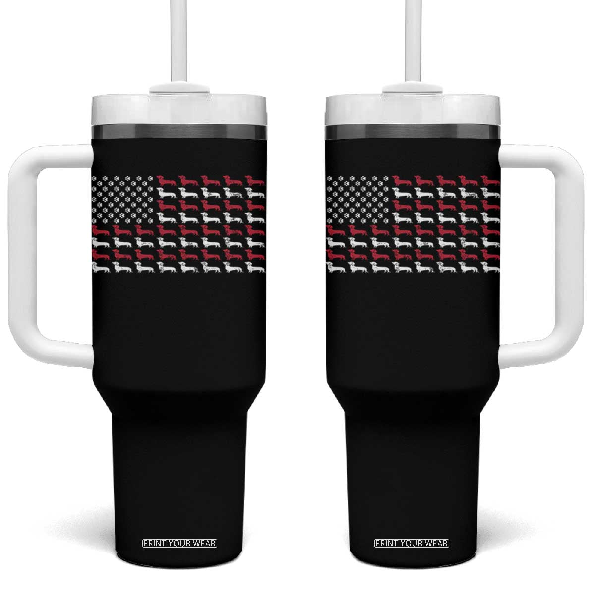 American Flag Vintage Patriotic Dachshund Dad Tumbler With Handle Weiner Dog Fathers Day Gifts For Dog Lovers Dad TS10 One Size: 40 oz Black Print Your Wear