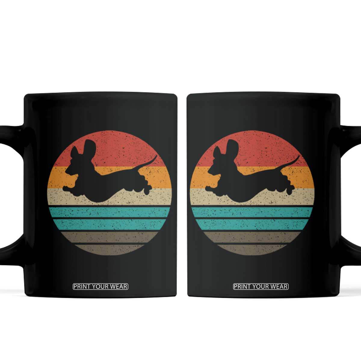 Vintage Dachshund Coffee Mug 60s 70s Retro Grunge Weiner Dog Love TS10 Black Print Your Wear