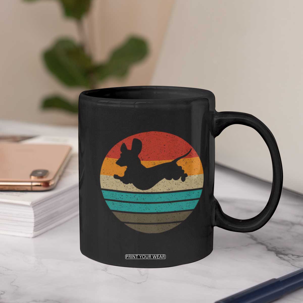 Vintage Dachshund Coffee Mug 60s 70s Retro Grunge Weiner Dog Love TS10 Print Your Wear