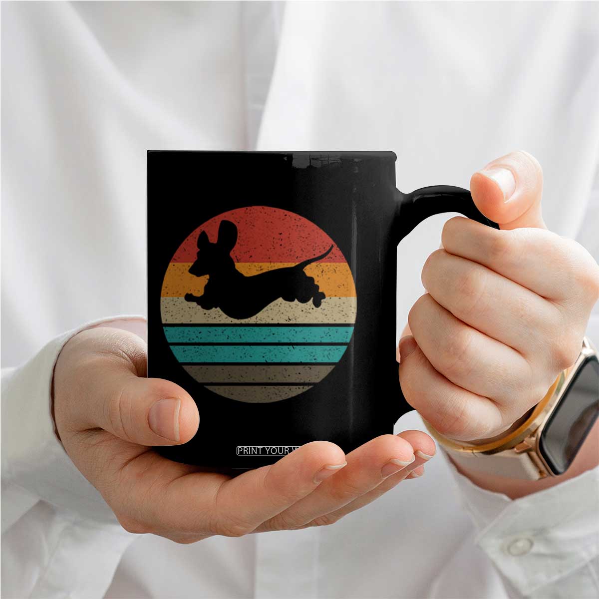 Vintage Dachshund Coffee Mug 60s 70s Retro Grunge Weiner Dog Love TS10 Print Your Wear