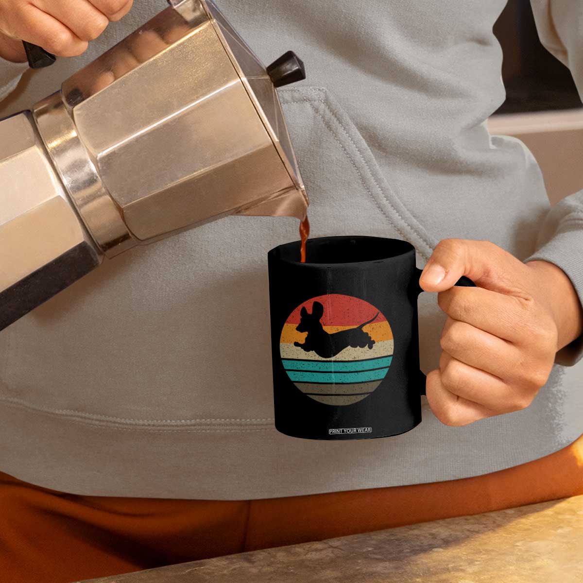 Vintage Dachshund Coffee Mug 60s 70s Retro Grunge Weiner Dog Love TS10 Print Your Wear