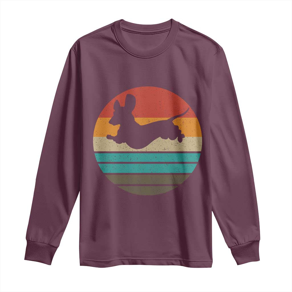 Vintage Dachshund Long Sleeve Shirt 60s 70s Retro Grunge Weiner Dog Love TS10 Maroon Print Your Wear