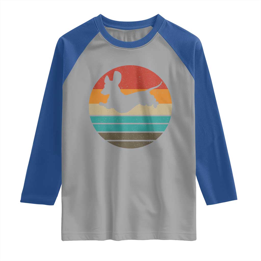 Vintage Dachshund Raglan Shirt 60s 70s Retro Grunge Weiner Dog Love TS10 Sport Gray Royal Print Your Wear