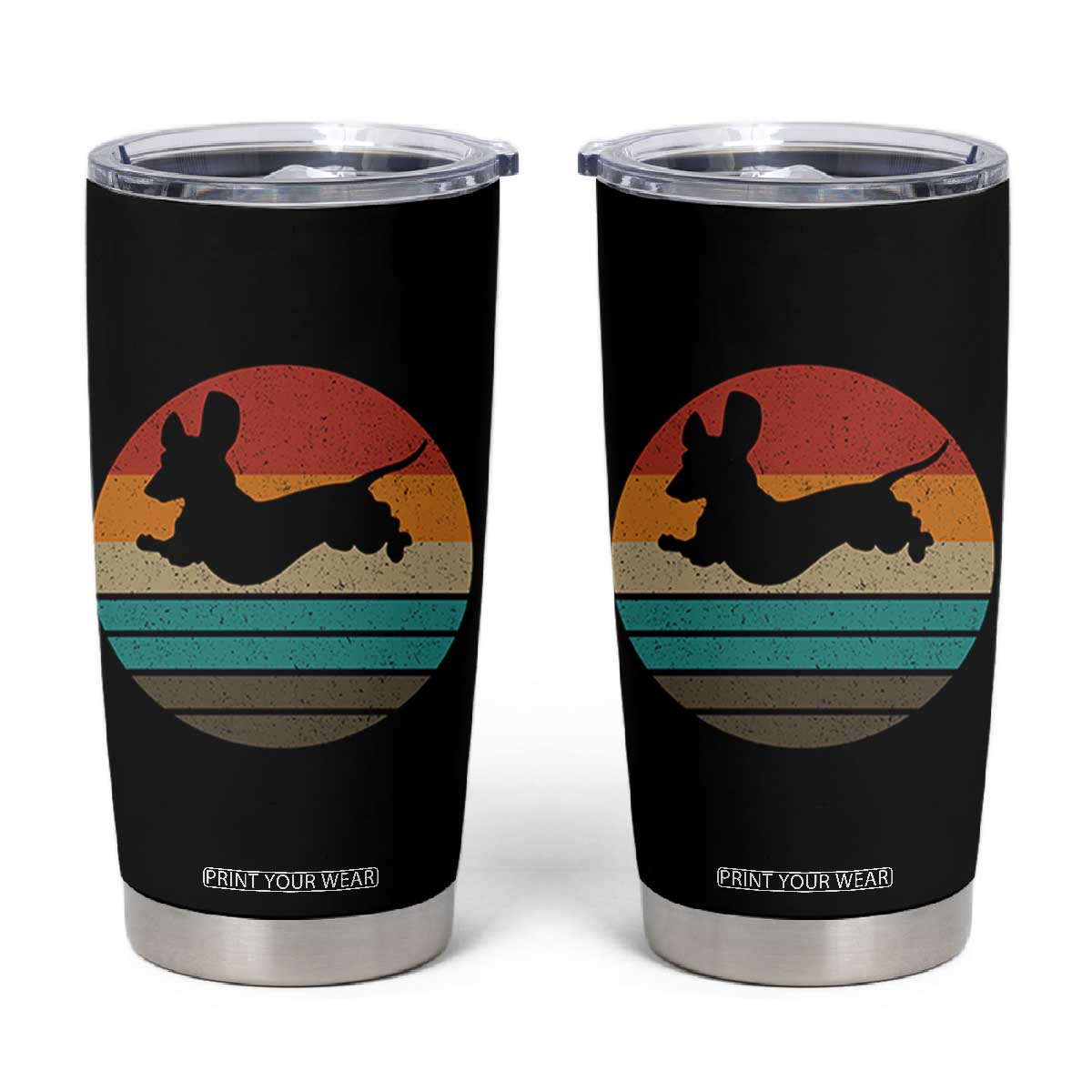 Vintage Dachshund Tumbler Cup 60s 70s Retro Grunge Weiner Dog Love TS10 Black Print Your Wear