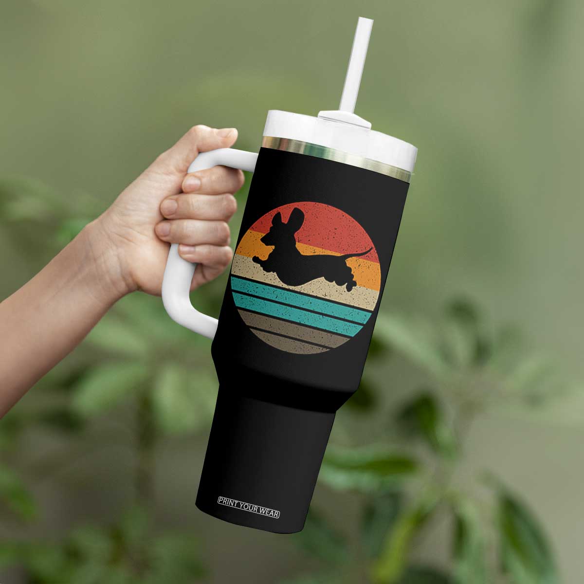 Vintage Dachshund Tumbler With Handle 60s 70s Retro Grunge Weiner Dog Love TS10 Print Your Wear
