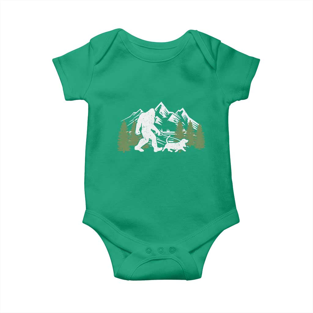 Bigfoot Walking Dachshund Baby Onesie Funny Wiener Dog Gift Sasquatch TS10 Irish Green Print Your Wear