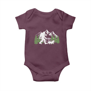 Bigfoot Walking Dachshund Baby Onesie Funny Wiener Dog Gift Sasquatch TS10 Maroon Print Your Wear