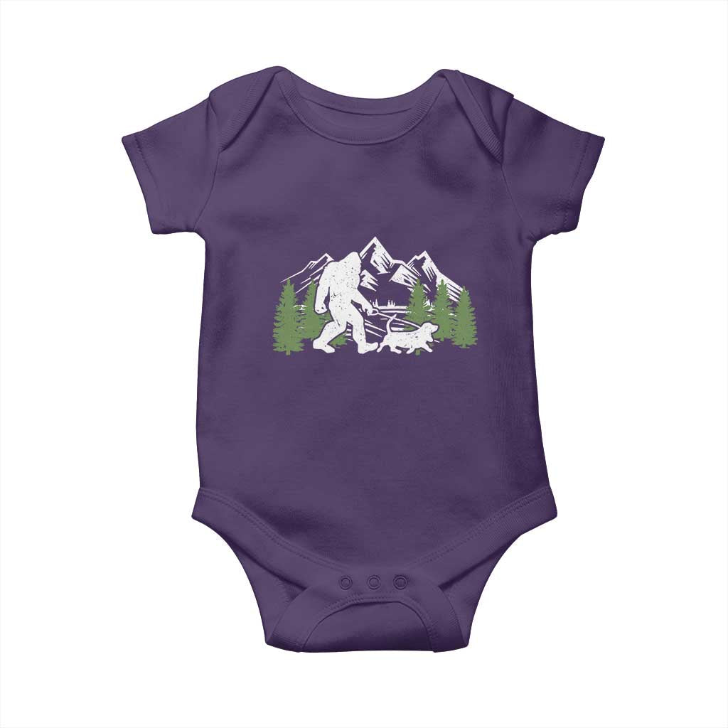 Bigfoot Walking Dachshund Baby Onesie Funny Wiener Dog Gift Sasquatch TS10 Purple Print Your Wear