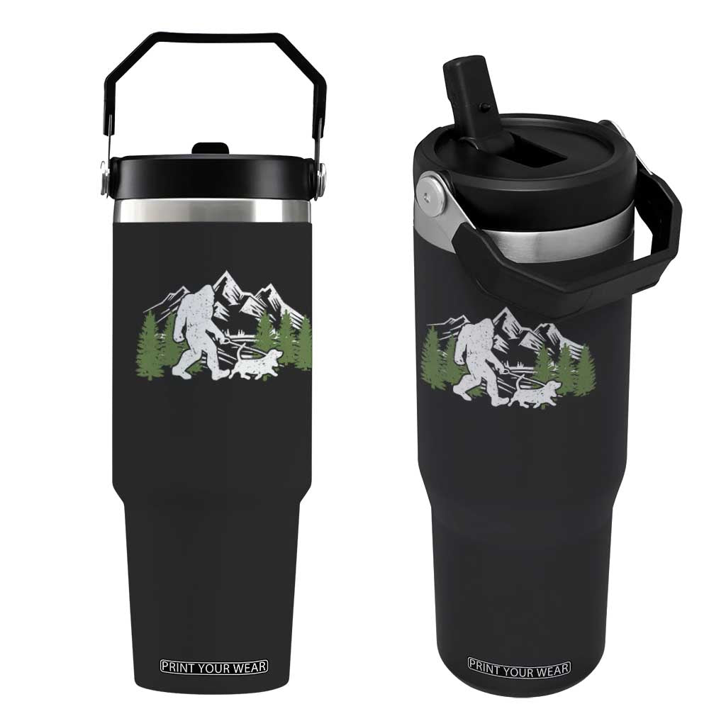 Bigfoot Walking Dachshund Flip Straw Tumbler Funny Wiener Dog Gift Sasquatch TS10 One Size: 30 oz Black Print Your Wear