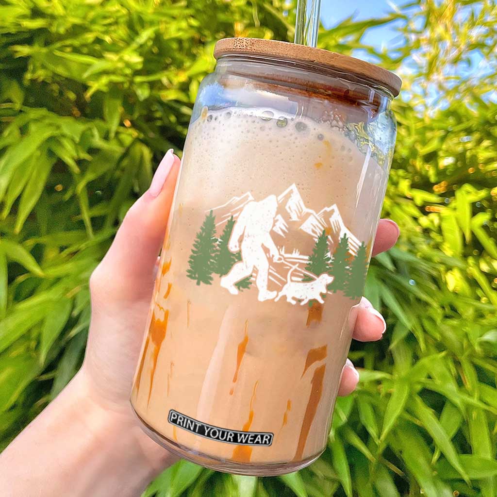 Bigfoot Walking Dachshund Glass Can Funny Wiener Dog Gift Sasquatch TS10 Black Print Your Wear