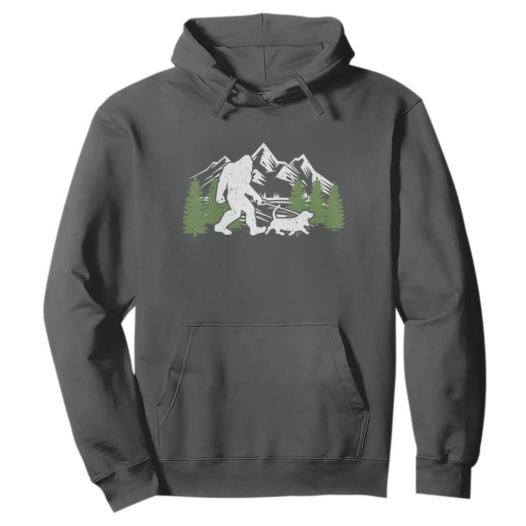 Bigfoot Walking Dachshund Hoodie Funny Wiener Dog Gift Sasquatch TS10 Dark Heather Print Your Wear