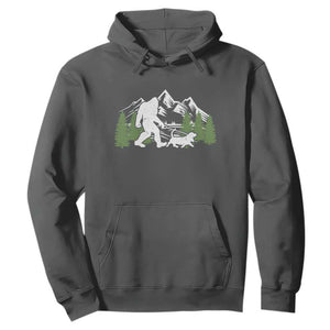 Bigfoot Walking Dachshund Hoodie Funny Wiener Dog Gift Sasquatch TS10 Dark Heather Print Your Wear