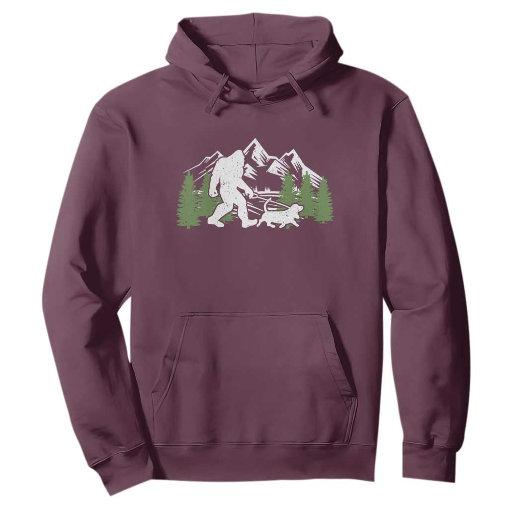 Bigfoot Walking Dachshund Hoodie Funny Wiener Dog Gift Sasquatch TS10 Maroon Print Your Wear