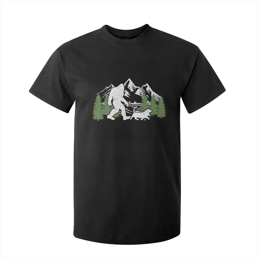 Bigfoot Walking Dachshund T Shirt For Kid Funny Wiener Dog Gift Sasquatch TS10 Black Print Your Wear