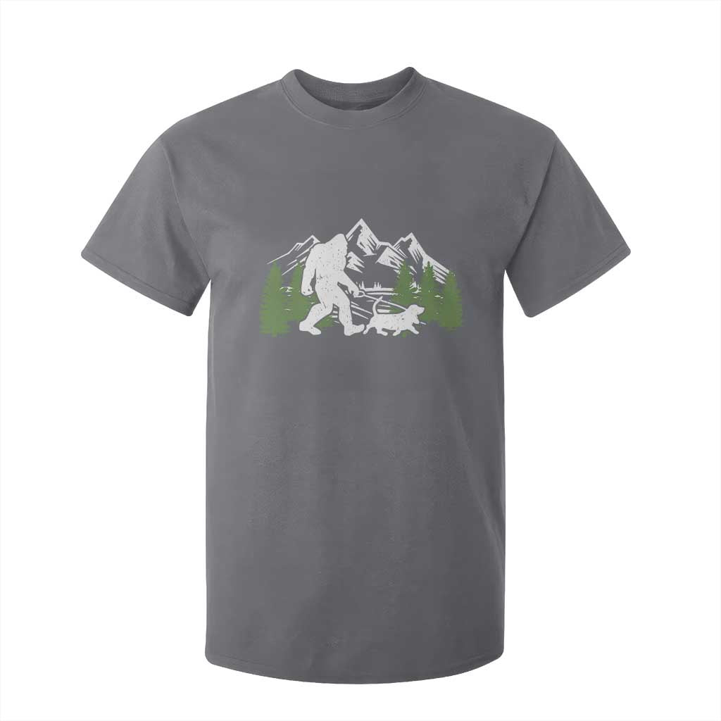 Bigfoot Walking Dachshund T Shirt For Kid Funny Wiener Dog Gift Sasquatch TS10 Charcoal Print Your Wear