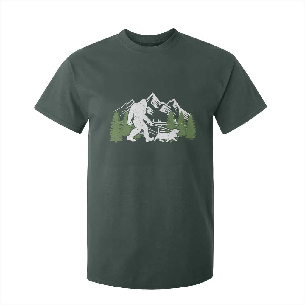 Bigfoot Walking Dachshund T Shirt For Kid Funny Wiener Dog Gift Sasquatch TS10 Dark Forest Green Print Your Wear