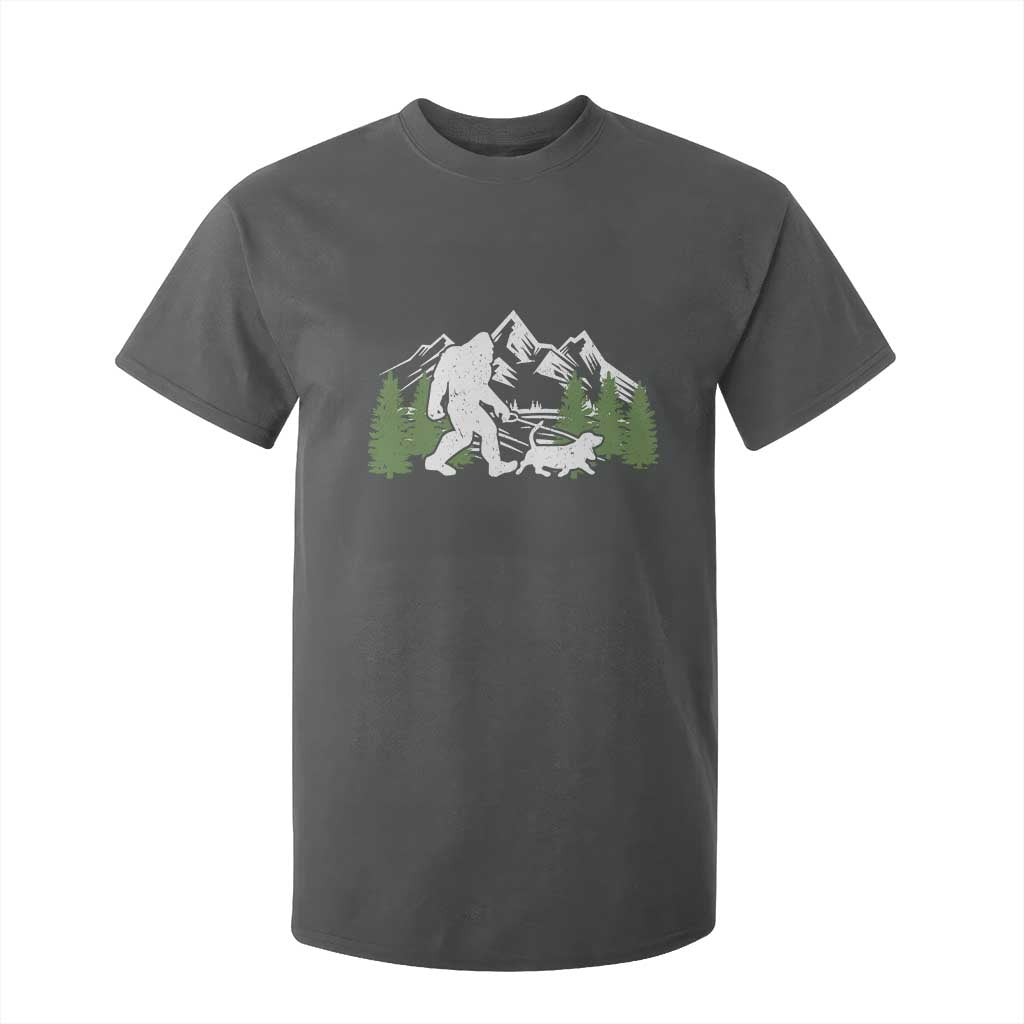 Bigfoot Walking Dachshund T Shirt For Kid Funny Wiener Dog Gift Sasquatch TS10 Dark Heather Print Your Wear