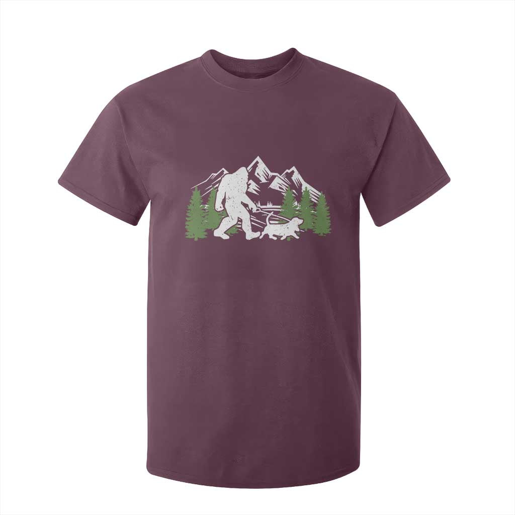 Bigfoot Walking Dachshund T Shirt For Kid Funny Wiener Dog Gift Sasquatch TS10 Maroon Print Your Wear
