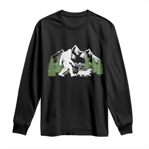 Bigfoot Walking Dachshund Long Sleeve Shirt Funny Wiener Dog Gift Sasquatch TS10 Black Print Your Wear