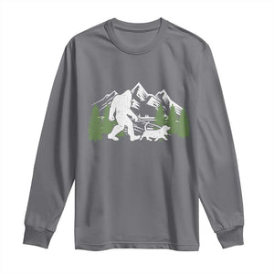 Bigfoot Walking Dachshund Long Sleeve Shirt Funny Wiener Dog Gift Sasquatch TS10 Charcoal Print Your Wear