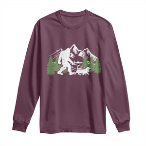 Bigfoot Walking Dachshund Long Sleeve Shirt Funny Wiener Dog Gift Sasquatch TS10 Maroon Print Your Wear