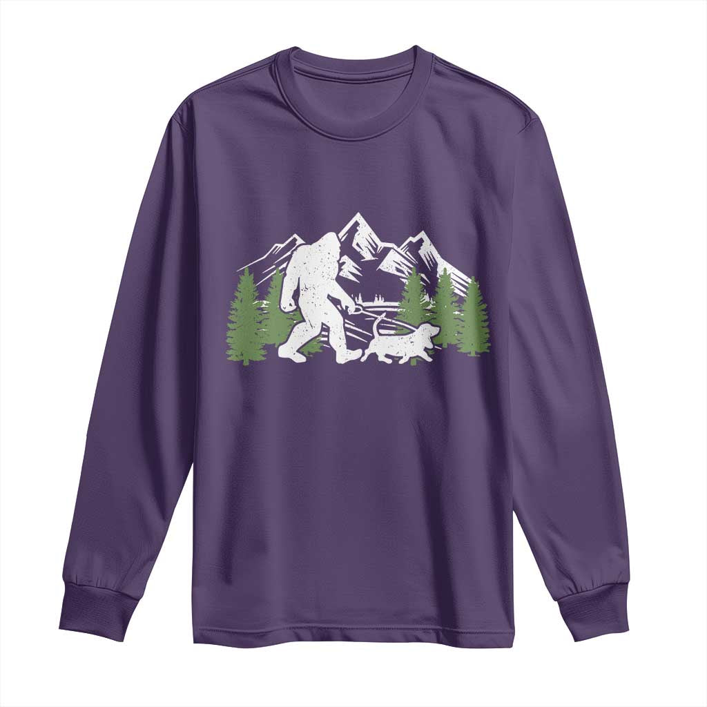 Bigfoot Walking Dachshund Long Sleeve Shirt Funny Wiener Dog Gift Sasquatch TS10 Purple Print Your Wear