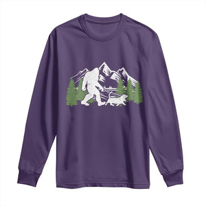 Bigfoot Walking Dachshund Long Sleeve Shirt Funny Wiener Dog Gift Sasquatch TS10 Purple Print Your Wear
