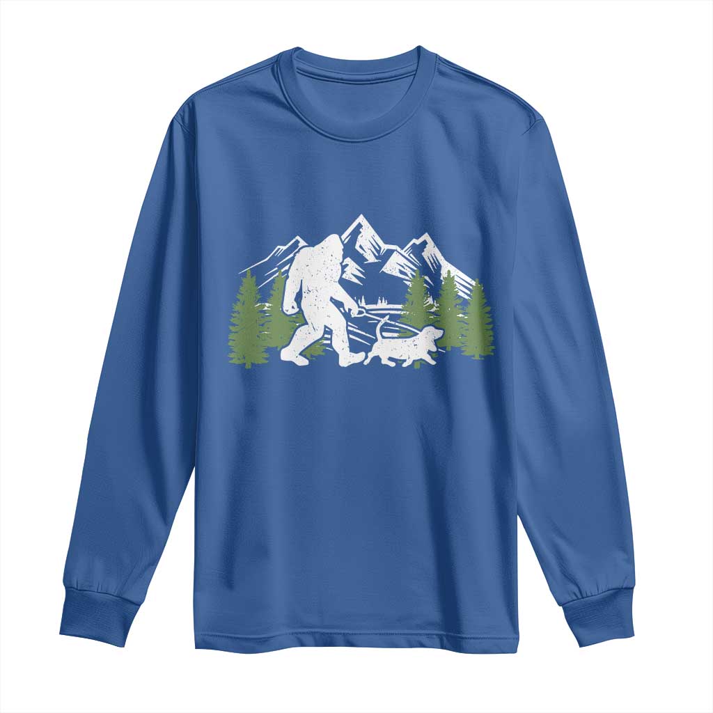 Bigfoot Walking Dachshund Long Sleeve Shirt Funny Wiener Dog Gift Sasquatch TS10 Royal Blue Print Your Wear