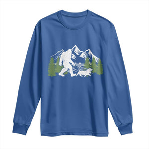 Bigfoot Walking Dachshund Long Sleeve Shirt Funny Wiener Dog Gift Sasquatch TS10 Royal Blue Print Your Wear