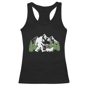 Bigfoot Walking Dachshund Racerback Tank Top Funny Wiener Dog Gift Sasquatch TS10 Black Print Your Wear